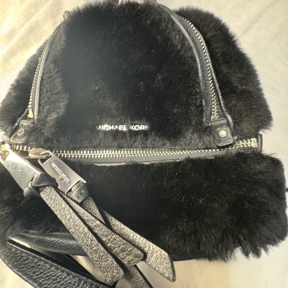 Michael Kors Black Fur Backpack